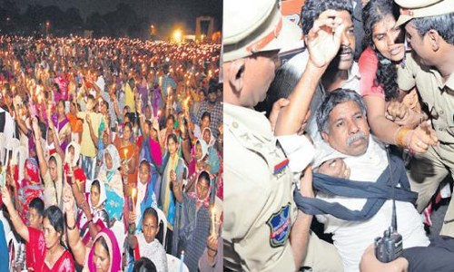 పోలీసులను ఉరుకులు పెట్టించిన మంద కృష్ణమాదిగ పోలీసులను ఉరుకులు పెట్టించిన మంద కృష్ణమాదిగ