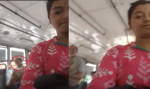 మహిళలను చూస్తూ కామాంధుడి వికృత చర్య!