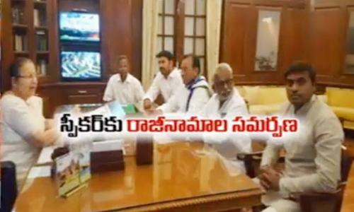 రాజీనామా లేఖలను స్పీకర్‌కు సమర్పించిన వైసీపీ ఎంపీలు