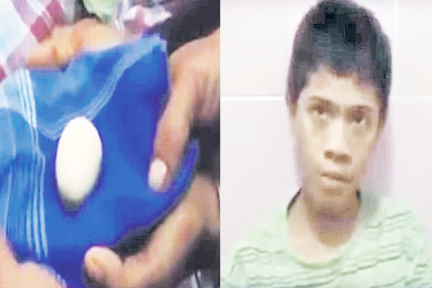 గుడ్లు పెడుతున్న బాలుడు!